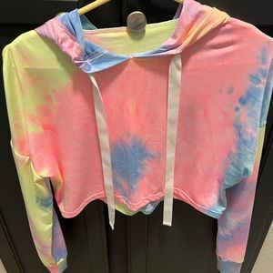 Shein tie dye cropped hoodie, Size M, Worn Once